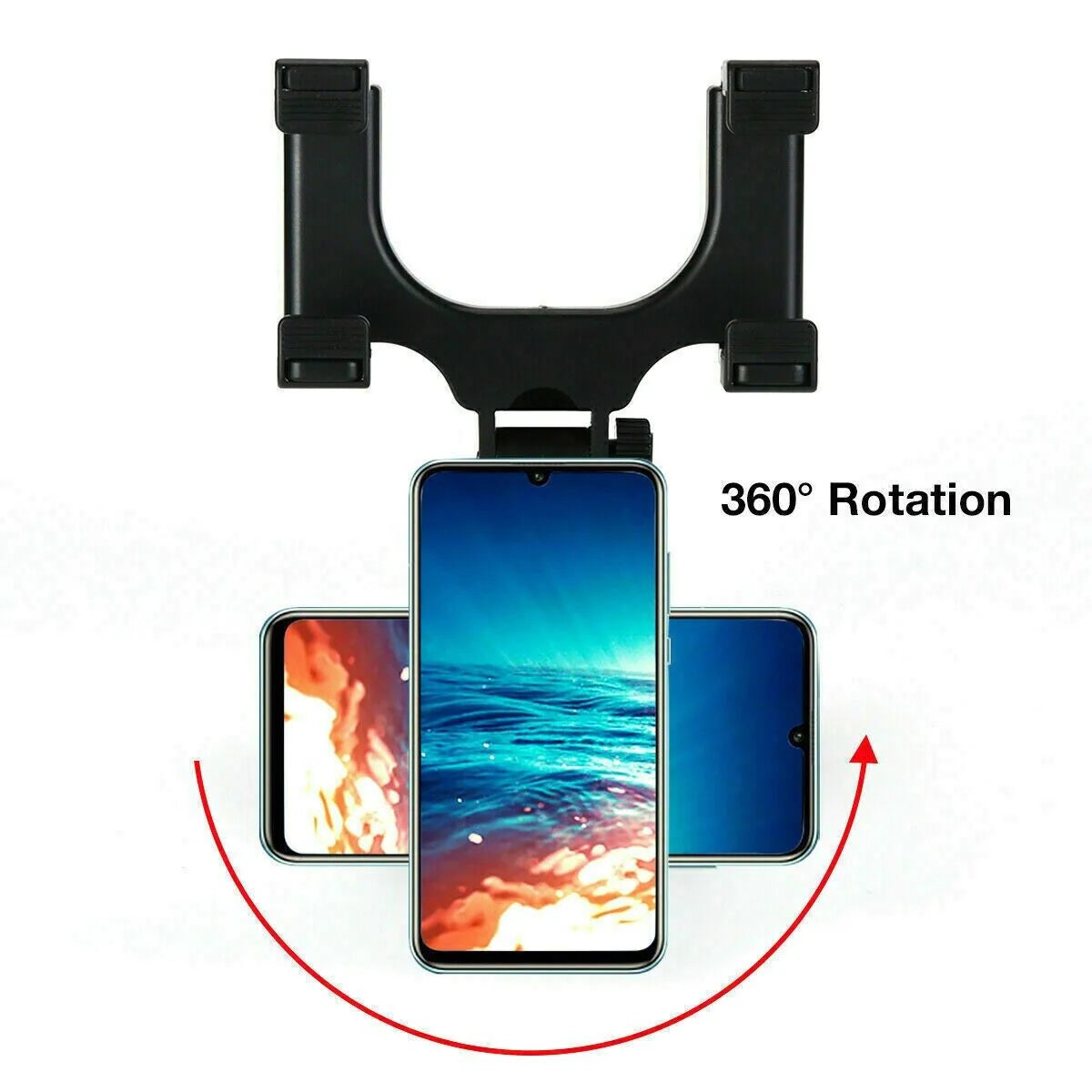 Universal 360-Degree Rotating Car Rearview Mirror Mount for GPS and Cell Phones