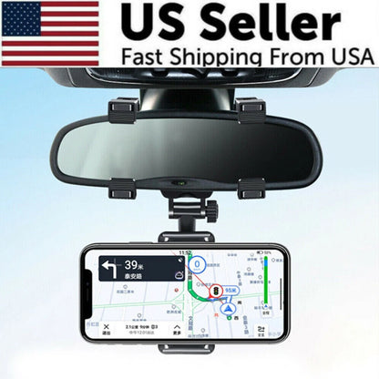 Universal 360-Degree Rotating Car Rearview Mirror Mount for GPS and Cell Phones